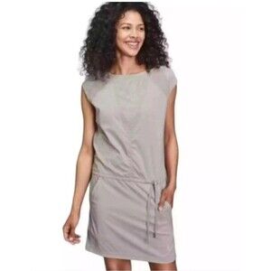 {Indygena} Laco Activewear Dress Drawstring Waist with Pockets in Gray XS